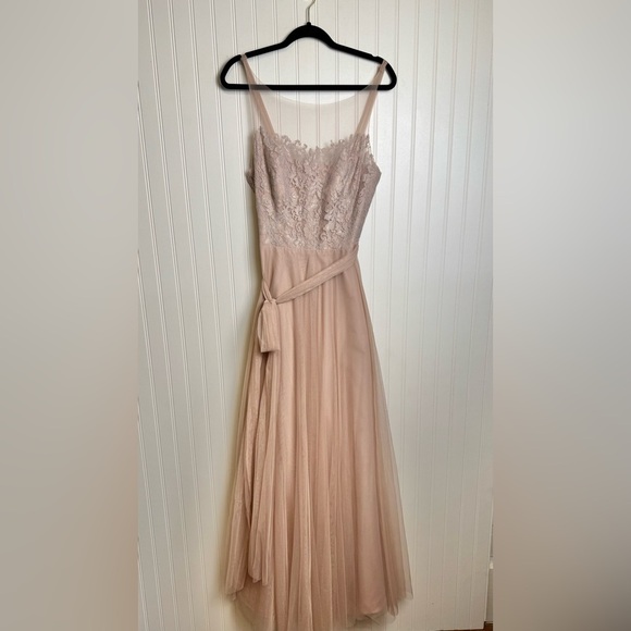 Watters & Watters pink lace tulle sleeveless maxi formal dress size 12 C47 - Picture 1 of 10